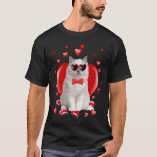 Camiseta Dia dos Namorados Gato Branco Meninos Meninas Dia