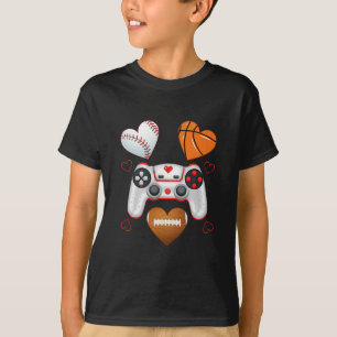 Camiseta Dia dos Namorados Meninos Homens Corações Jogos Sk