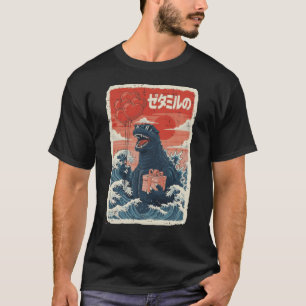Camiseta Dia dos Namorados Monstro Marinho Onda Japonesa Ho
