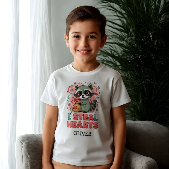 Camiseta Dia dos Namorados Personalizado com Raccoon Fofo (Criador carregado)