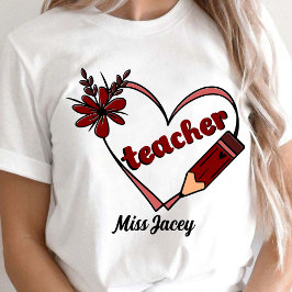 Camiseta Dia dos Namorados Professor Coração Personalizado
