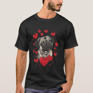 Camiseta Dia dos Namorados Pug Cães do Dia dos Namorados