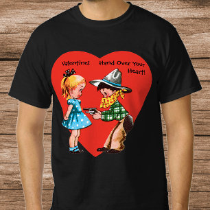 Camiseta Dia dos Namorados Retrô, Caubói Antigo com Garota