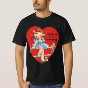Camiseta Dia dos Namorados Retrô, Garota Antiga em uma Cerc