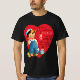 Camiseta Dia dos Namorados Retrô, Garoto Antigo Pescando Co