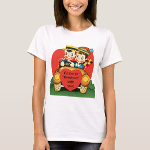 Camiseta Dia dos Namorados Retrô, Garoto e Garota Antigos e