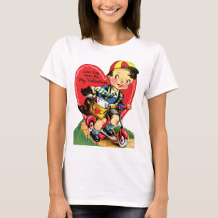 Camiseta Dia dos Namorados Retrô, Menino Antigo em uma Lamb