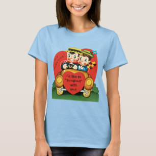 Camiseta Dia dos Namorados Retrô, Menino e Menina Vintage e
