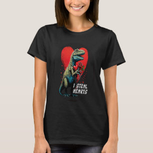 Camiseta Dia dos Namorados Rex Dino Eu Roubo Corações Homen