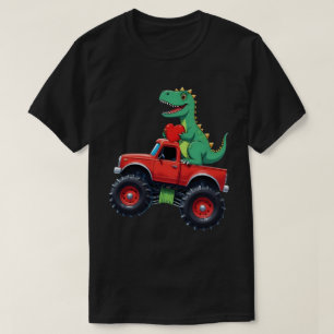 Camiseta Dia dos Namorados T Rex Pilotando Caminhão Monstro