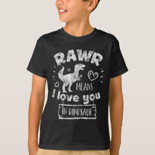 Camiseta Dia dos Namorados T-rex Rawr Significa Eu Te Amo E