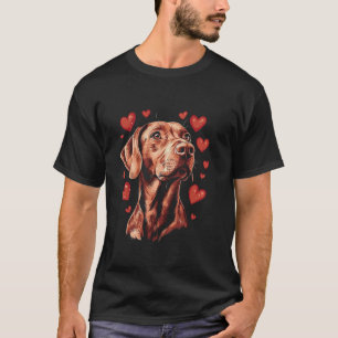 Camiseta Dia dos Namorados Vizsla Cachorro Com Corações