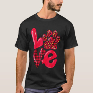 Camiseta Dia dos Namorados Xadrez Vermelho Leopardo Gato Ca