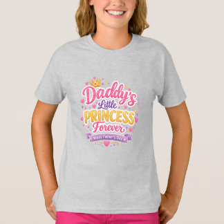 Camiseta Dia dos Pais Design de Amor Fofo Papai e Filha