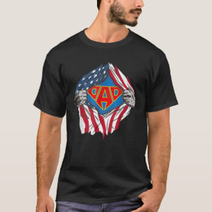 Camiseta Dia dos Pais do Pai de Super Herói Americano Patri