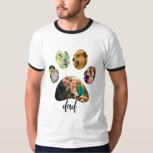 Camiseta Dia dos Pais Dog Dad 5 Colagem de Fotos de Pegad