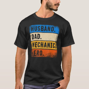 Camiseta Dia dos Pais Mecânico Marido Pai Mecânico Herói
