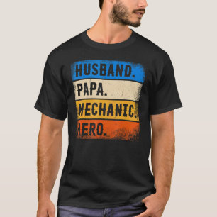 Camiseta Dia dos Pais Mecânico Marido Papai Mecânico Herói