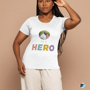 Camiseta Dia dos Pais Meu Herói Foto com Papai
