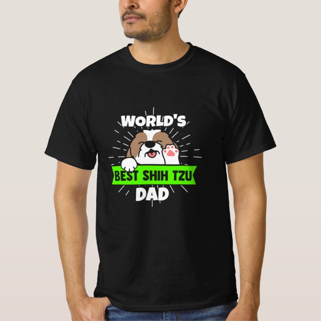 Camiseta dia dos Pais  | Mundo Melhor Pai Shih Tzu (Frente)
