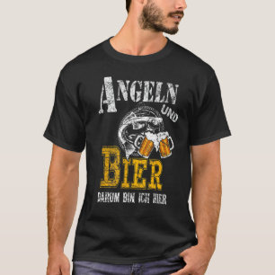 Camiseta Dia dos Pais Pesca e Cerveja Darum Bin Ich Hier C