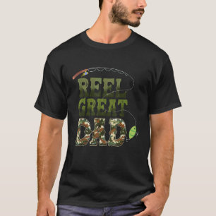 Camiseta Dia dos Pais Reel Ótimo Pai Camuflado Pescador Pes