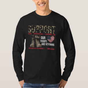 Camiseta Dia dos Veteranos Apoie Nossas Tropas Presente Mil