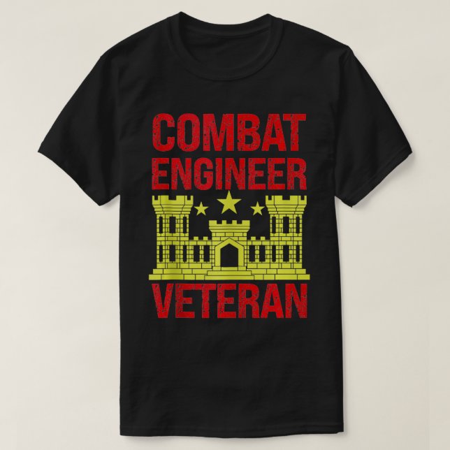 Camiseta Dia dos Veteranos de Engenharia Veterana do Combat (Frente do Design)