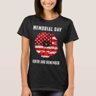 Camiseta Dia dos Veteranos Flor Vermelha Flor Americana Mem