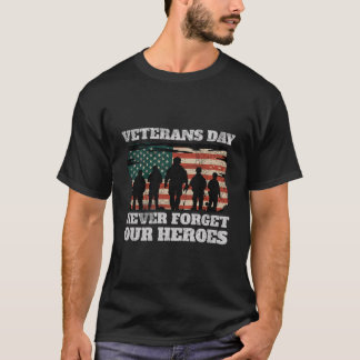 Camiseta Dia dos Veteranos Nunca Esquece Os Nossos Heróis Q