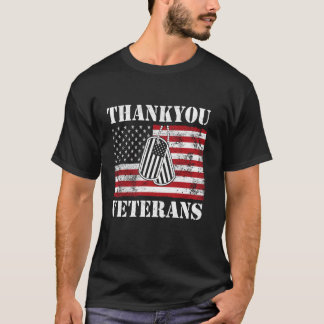 Camiseta Dia dos Veteranos Obrigado Veteranos Bandeira Amer
