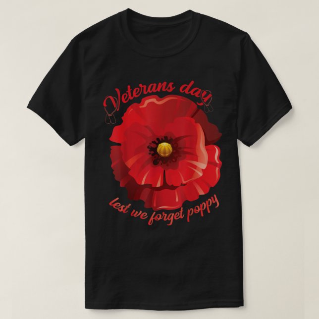 Camiseta dia dos veteranos para não esquecer a flor vermelh (Frente do Design)