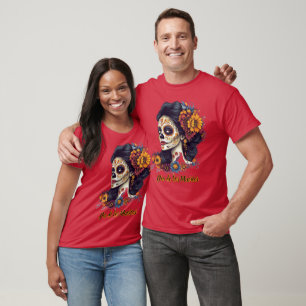 Camiseta Dia Elegante da Mulher do Crânio do Açúcar Morta