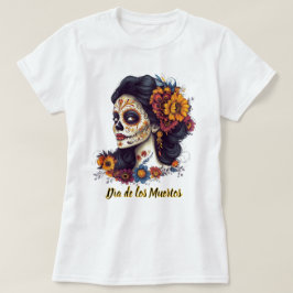 Camiseta Dia Elegante da Mulher do Crânio do Açúcar Morta