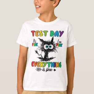 Camiseta Dia Engraçado Professor de Gato Estressado Estudan