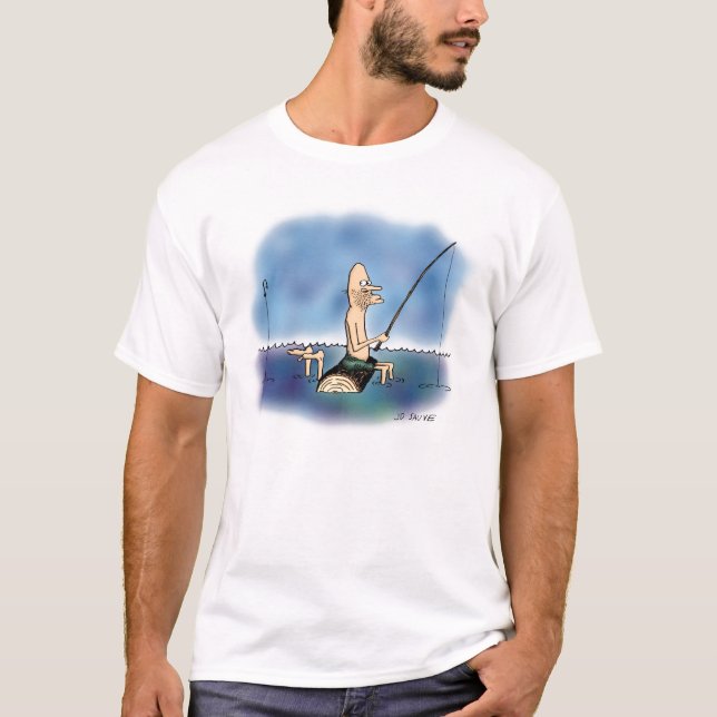Camiseta Dia Estranho de Pesca Cartoon (Frente)