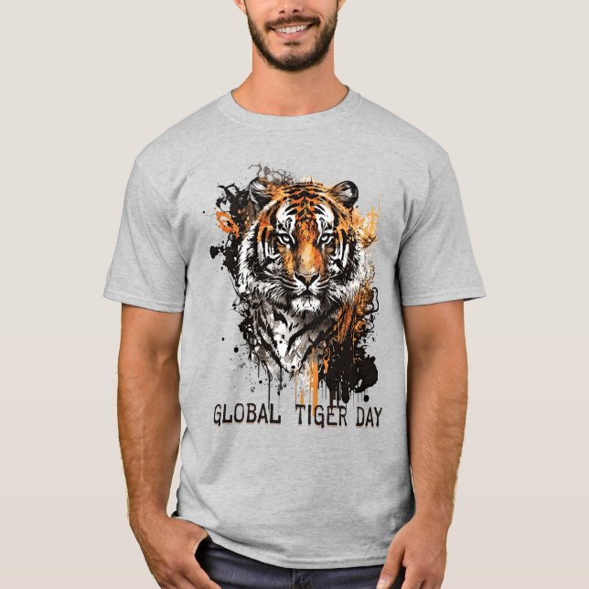 Camiseta Dia Global do Tigre, tigre gigante (Frente)