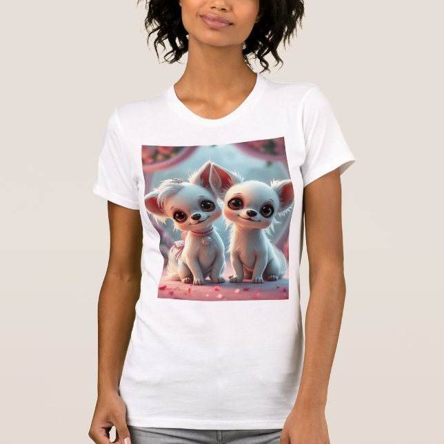 Camiseta Dia Grande de Cupido: Um Casamento De Amor Puppy (Frente)