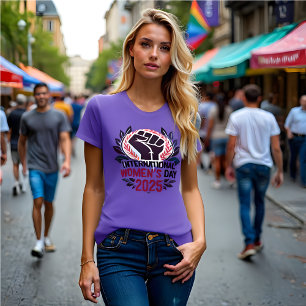 Camiseta Dia Internacional da Mulher 2025: Roxo Negrito e C