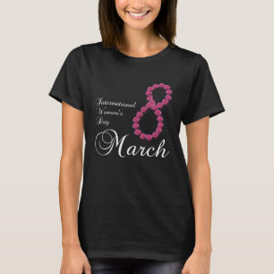 Camiseta Dia Internacional da Mulher Flor Rosa Roxa 8 Março