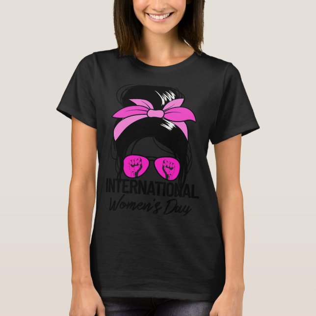 Camiseta Dia Internacional da Mulher Manchada 8 de março da (Frente)