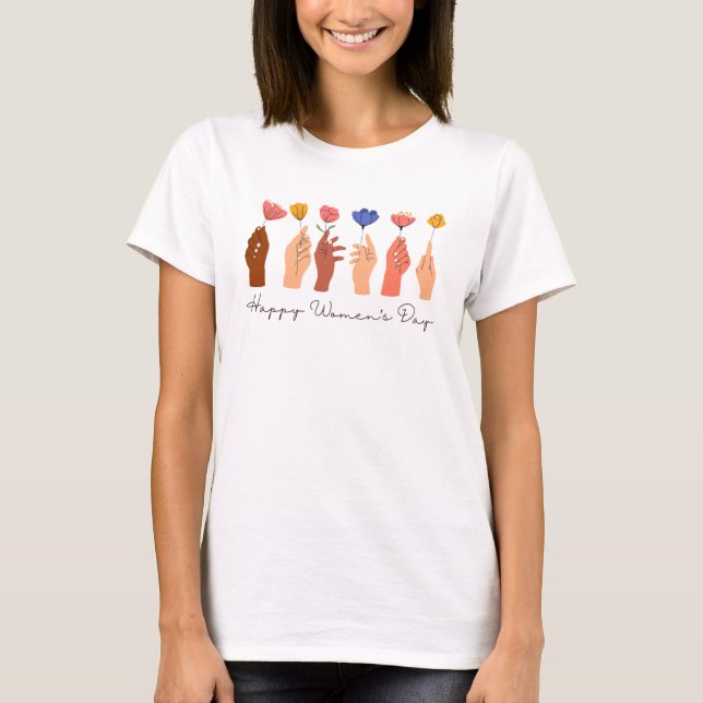 Camiseta Dia Internacional da Mulher Simples e Feliz Modern (Frente)
