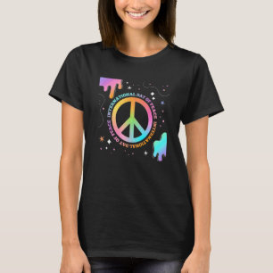 Camiseta Dia Internacional da Paz Sinal de Paz Colorido Hom
