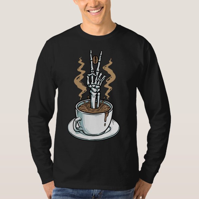 Camiseta Dia Internacional do Café do Skeleton (Frente)