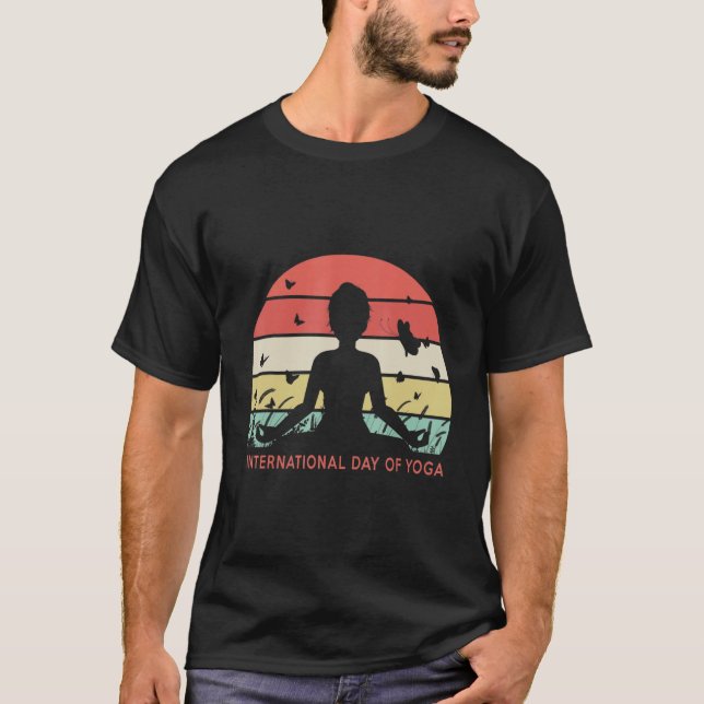 Camiseta Dia Internacional Do Ioga Para Mulheres Homens Cri (Frente)