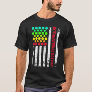 Camiseta Dia Internacional do Ponto EUA Bandeira 15 Dot de