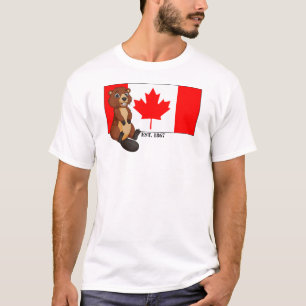 Camiseta Dia Leste do Canadá. Sinalizador e castor 1867