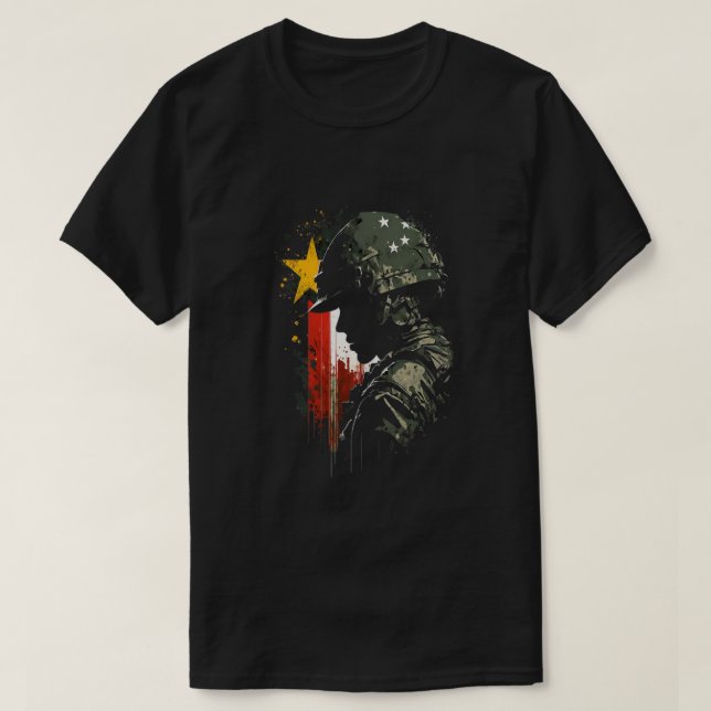 Camiseta Dia Memorial do Exército Veterano Vietnã Militar V (Frente do Design)