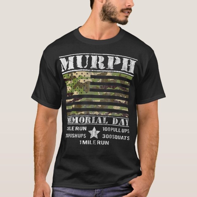 Camiseta Dia Memorial Murph Camo Patriótico 2019 WOD (Frente)