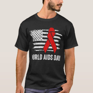 Camiseta Dia Mundial da Aids Esperam que o HIV Red Ribbon a